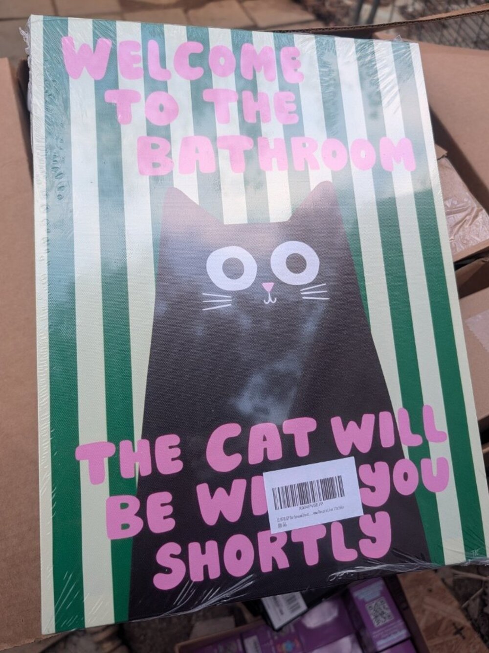 4 Pk Funny Black Cat Bathroom Wall Art Canvas Welcome To The Bathroom Sign Decor